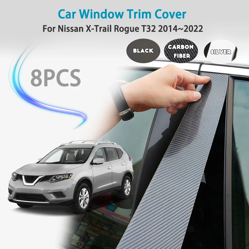 

Для Nissan X-Trail Rogue T32 2014 ~ 2022 автомобильная накладка на окно, крышка стойки B C, наклейка на дверь, блестящая наклейка на среднюю колонну