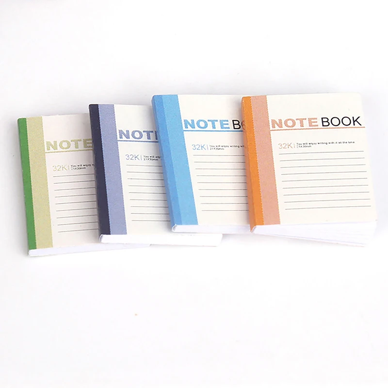 4Pcs 1:12  Dollhouse Mini Notebook Exercise Book Model Dollhouse Study Decoration Dolls House School Stationery Accessories