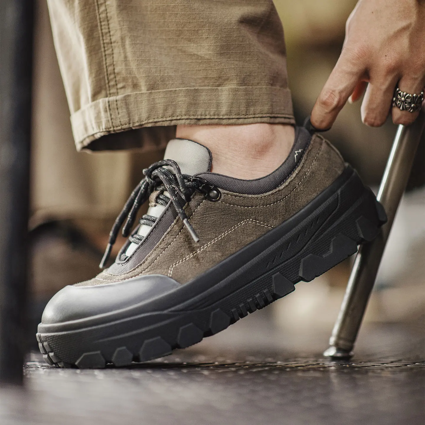 

Maden Retro Outdoor Hiking Chunky Sole Shoes Height-Increasing Shoes Sports Patchwork Lace-Up Casual Warm Shoes for Fall Winter