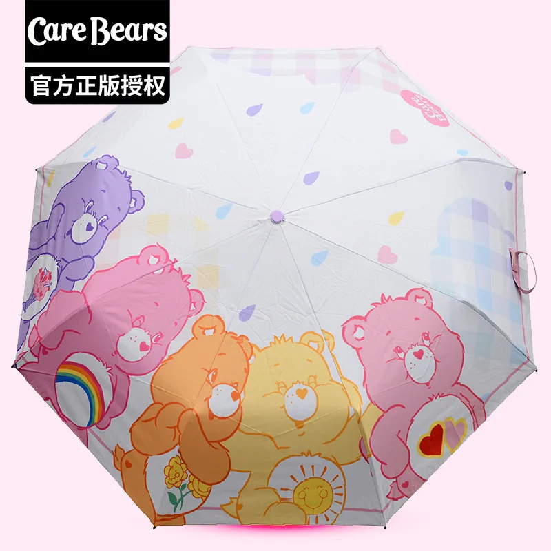 Cartoon Carebears Sonnenschirm Regenbogen Pflege Bären Sonnenschirm Dreifach faltbarer Regenschirm Automatischer Studentencampus Outdoor Essential