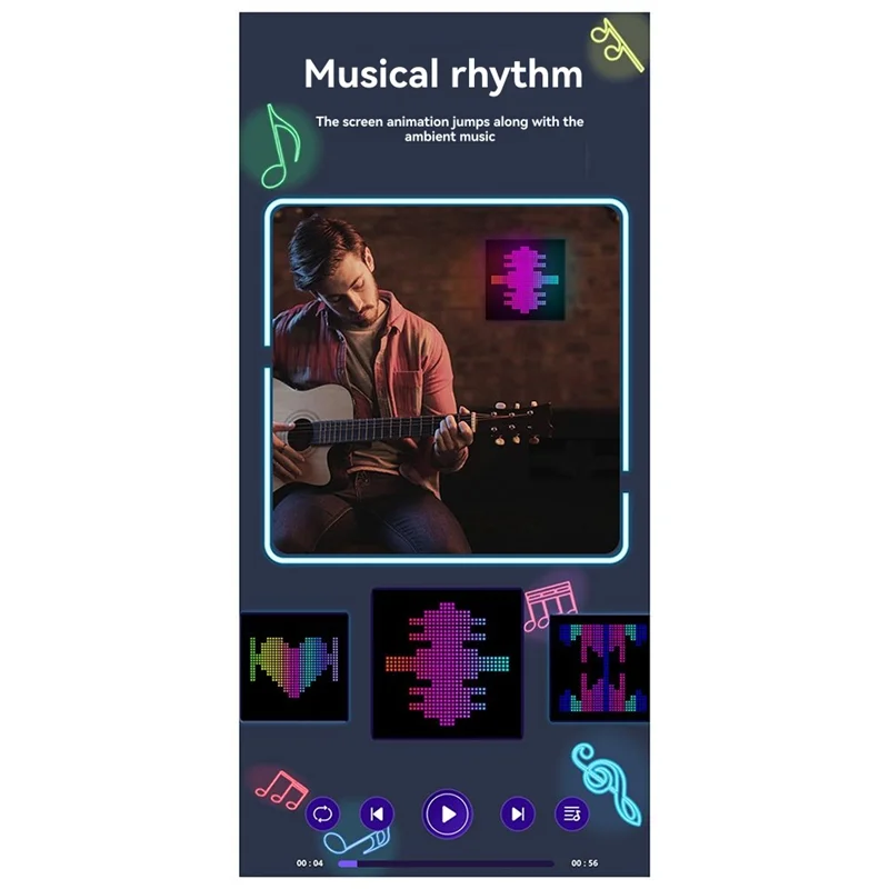 

A02M-Customizable LED 16X16 Pixel Nightlight - Smart APP Control For DIY Text And Photos Animation Frame Gift