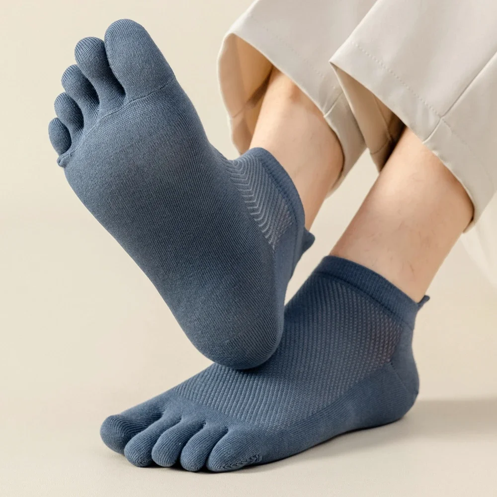 3 Paar Zehensocken für Herren, Sommer, dünne Netz-Söckchen mit separaten Fingern, Fünf-Finger-Socken, Sport, hochwertige Baumwolle