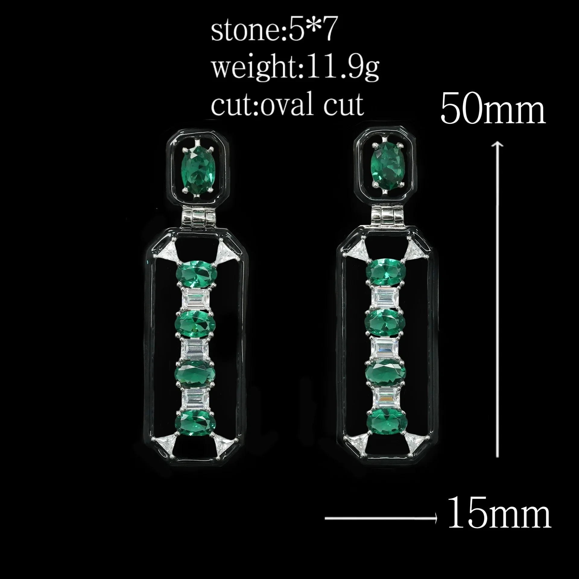 Cmajor 925 Sterling Silver Jewelry Green Emerald Lab Stone  Long Earrings Gift for Women