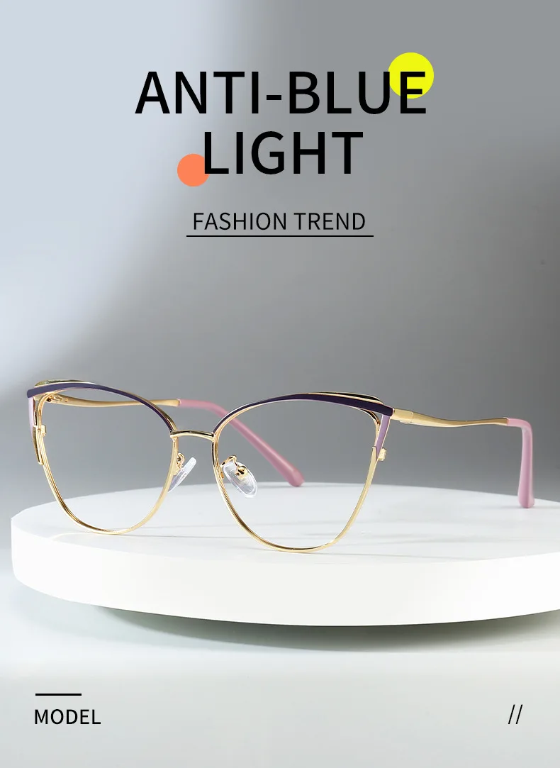 

BEMORE Metal Alloy Cat Eye Prescription Glasses Women Blue Light Blocking Photochromic Grey Butterfly Optical Eyewear