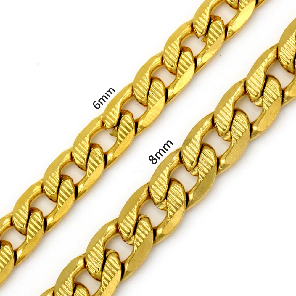 LUXUKISSKIDS Kpop Link Chains For Man Woman Curb Cuban 6/8MM Solid Colar Basic Gothic Necklaces Punk Stainless Steel Accessories