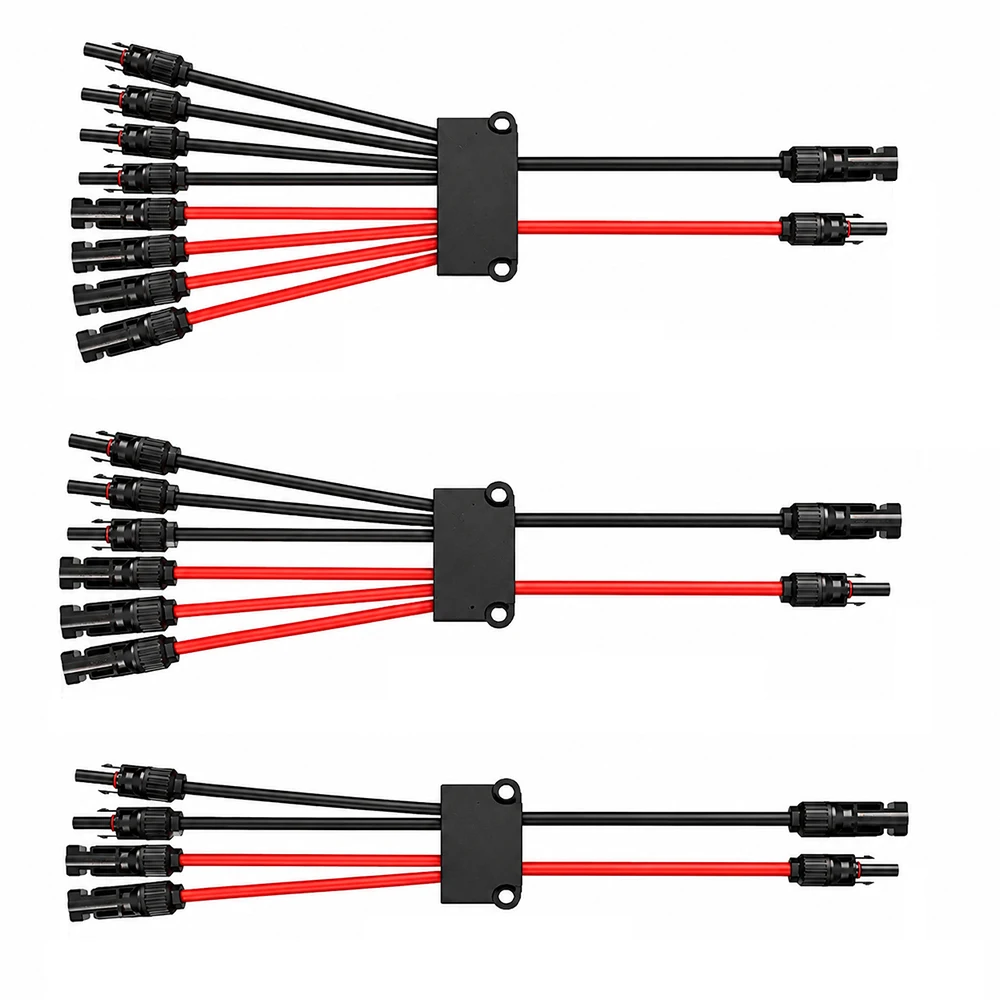 Solar Connectors Y Branch Parallel Adapter Cable Wire Plug Tool Kit 2 To 4/6/8 10AWG Solar Cable Splitter for Solar Panel