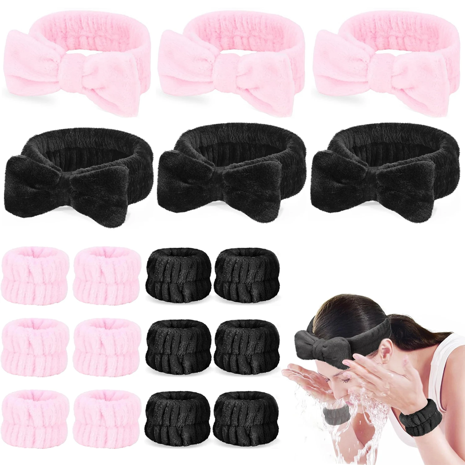 18Pcs Set Face Washing Headband Soft Coral Fleece Makeup Headband Facial Care Tools For Women