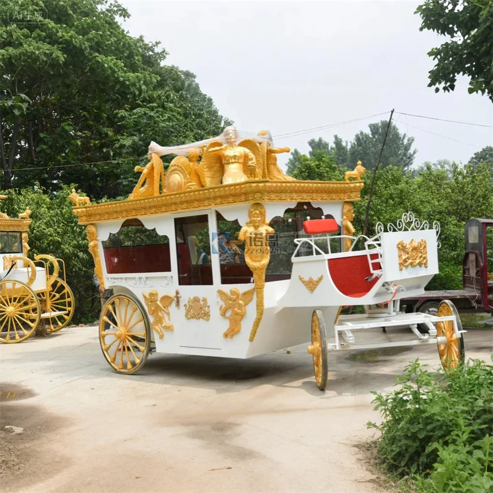Royal Horse Carriage Manufacturer Wedding Vehicle Wagon Sightseeing Electric Elegant Victorian Style Horse Carriage for Events