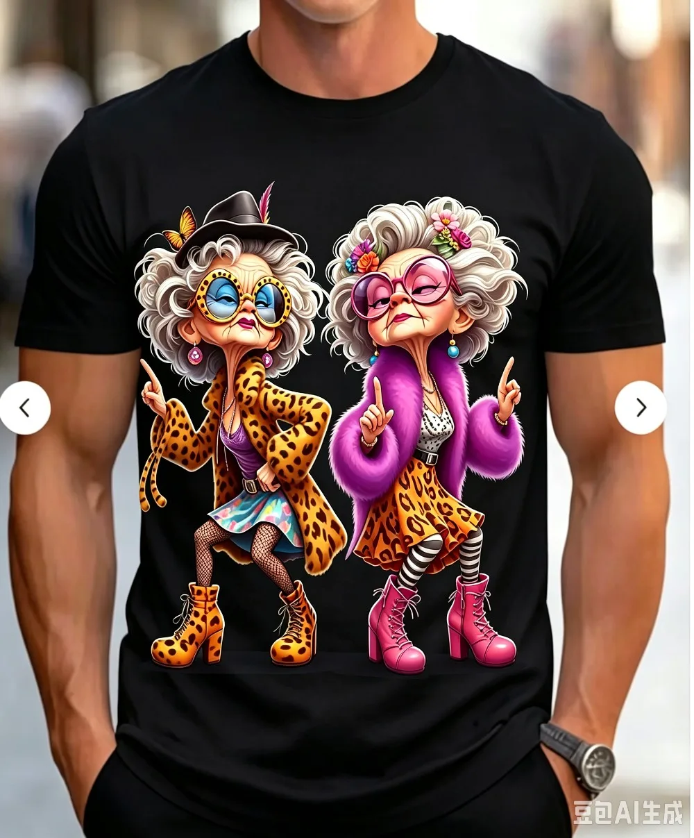 Fun Hip Hop Dance Granny Cartoon 3DPrint Quick-Drying Breathable Street Fashion Adult Children Large-Sized Short-Sleeved T-Shirt