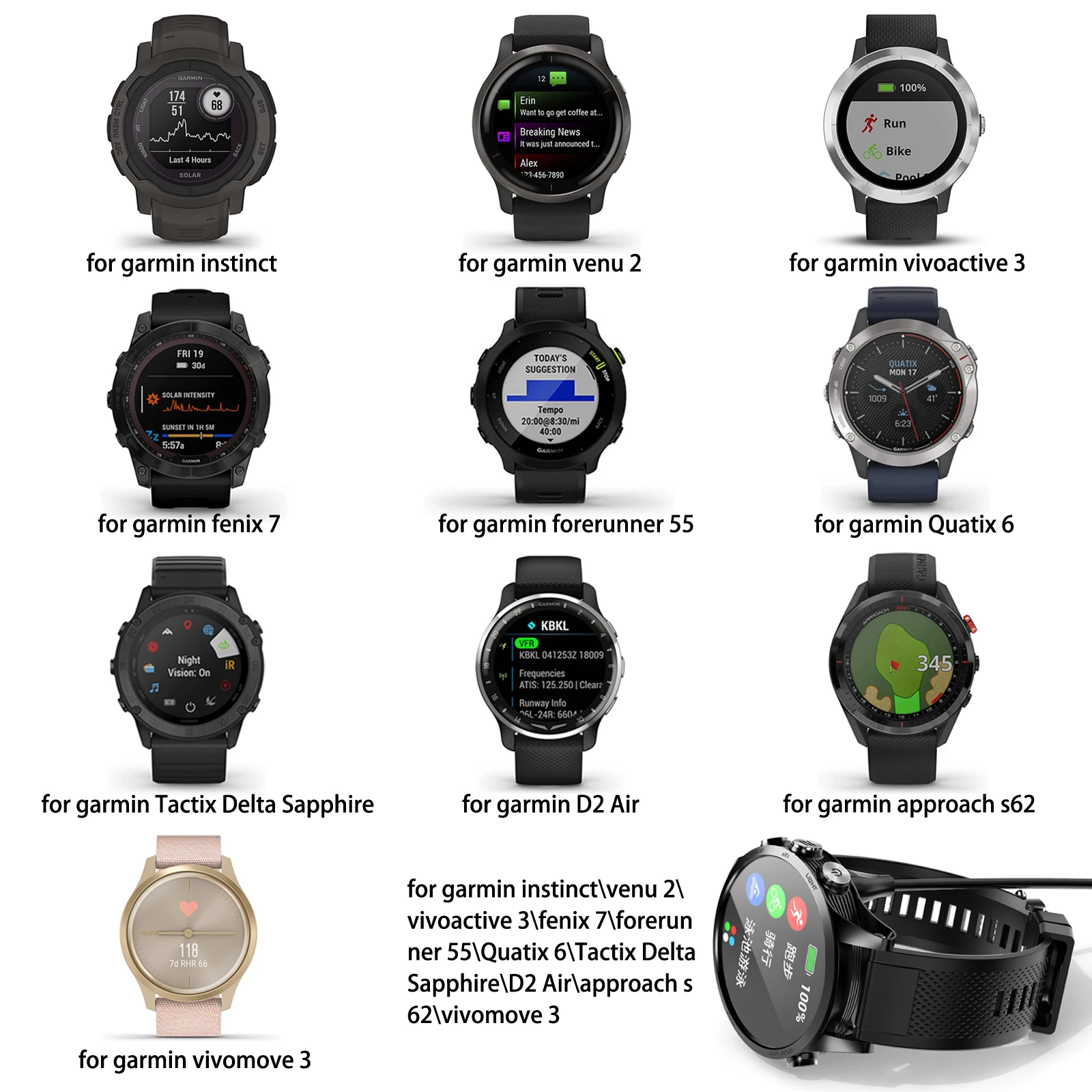 Oplaadkabel voor Garmin Fenix 7, 7S en 7X