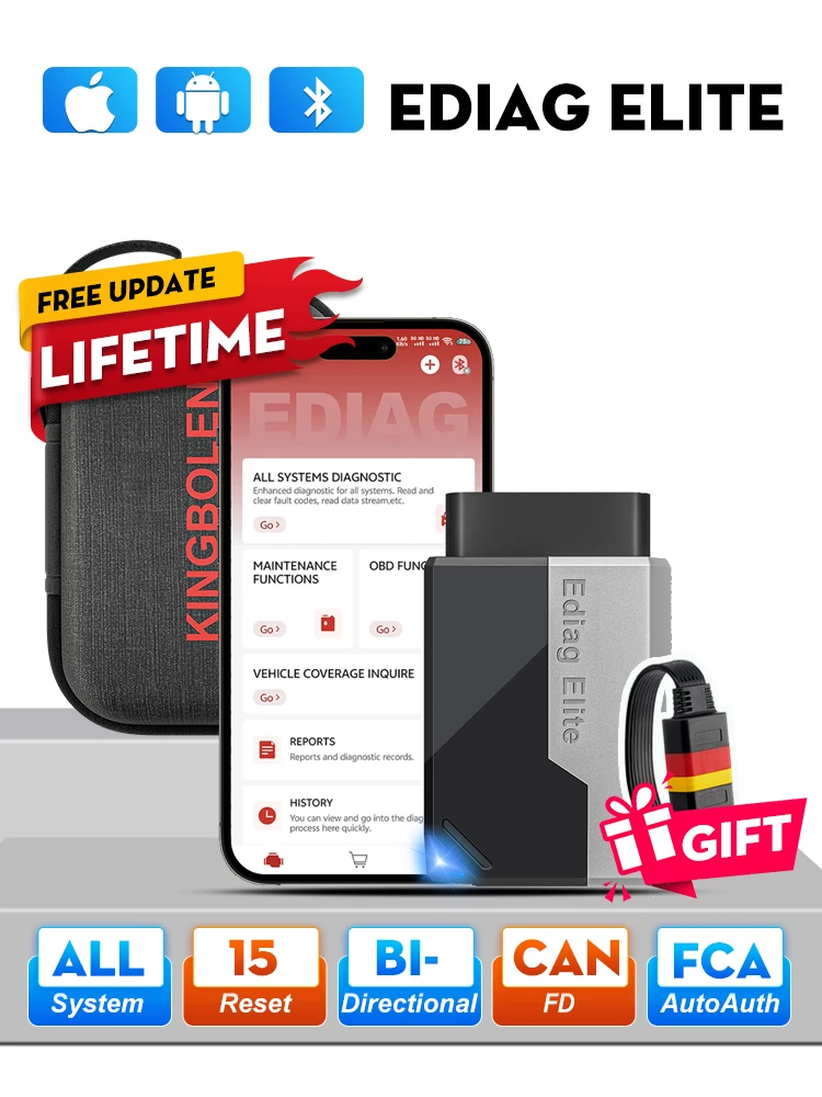 KINGBOLEN EDIAG ELITE Levenslange Gratis Update OBD2 Scanner Alle Systeem Auto Diagnose Tool 15 Reset Bi-directionele CANFD Protocol - afbeelding 2
