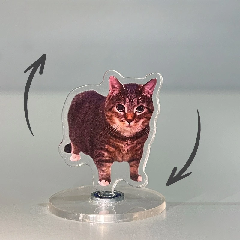 Niedliches Oiiai Katzen-Motiv NEUES Design Acryl 360 °   Rotierende Kätzchen-Figuren für Schreibtischdekoration, Heim-Deko, Auto, Motorrad, Geschenke für Kinder und Erwachsene