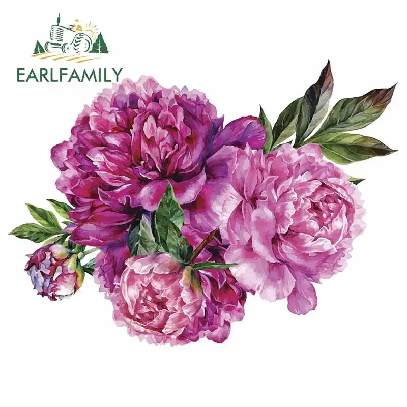 

EARLFAMILY 13cm x 9.6cm for Pink Peonies Car Stickers DIY Motorcycle Decal Car Accessories Scratch-Proof Waterproof Decor
