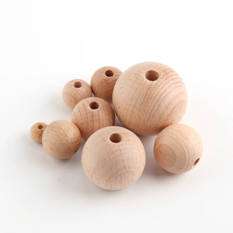 NANA 5-100pc Wooden Beads 8-30mm High Quality Beech Wood Accessories Diy Baby Teether Jewelry Making Customized Necklace For Kid