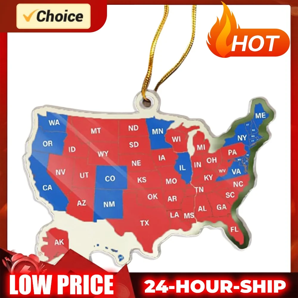 2024 US Election Map Ornament Presidential Election Map President Won Again Election Ornament Christmas Holiday Ornaments 2024