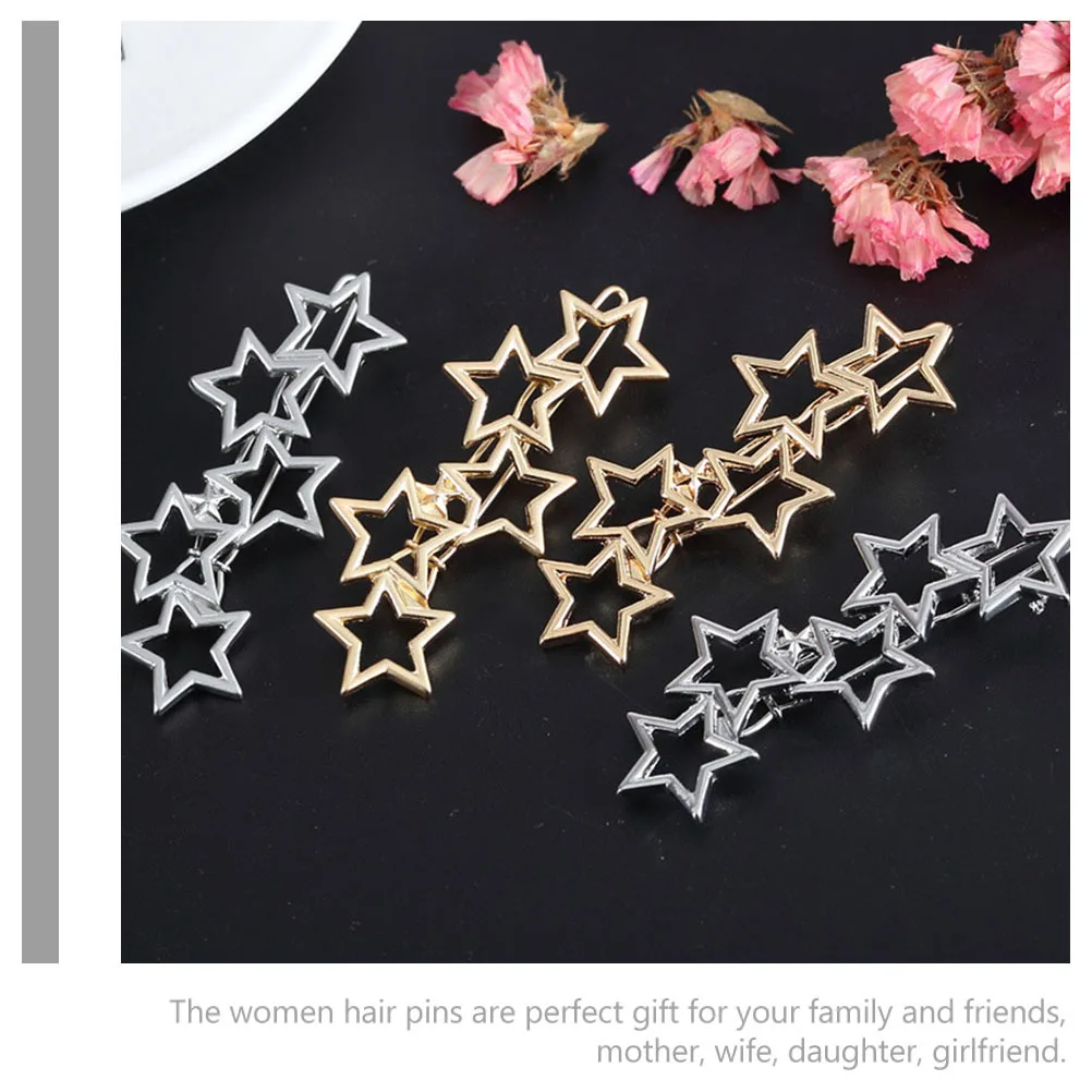

6Pcs Star Hairpins Alloy Small Elegant Hair Accessories for Women Girls Hairstyles Parties Everyday
