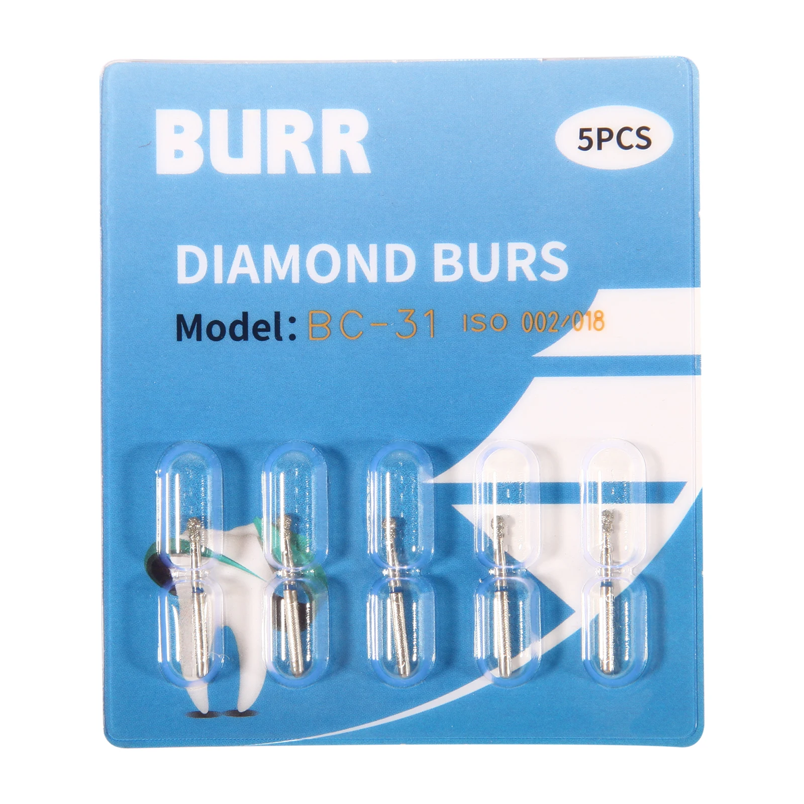 5Pcs/pack den tal Turbine Diamond Burs Medium FG 1.6mm for High Speed Handpiece Polishing Tools