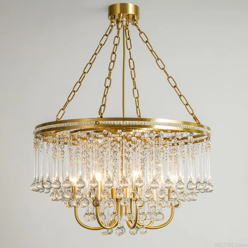 

Living room lamps, American, French light luxury, copper crystal lamps, atmospheric villas, dining rooms, bedroom lamps