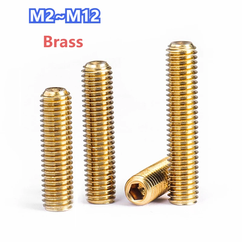 Hexagon Socket Set Screws Without Head Brass Recessed Set Concave Screws Sunken Machine Screw M2 M2.5 M3 M4 M5 M6 M8 M10 M12