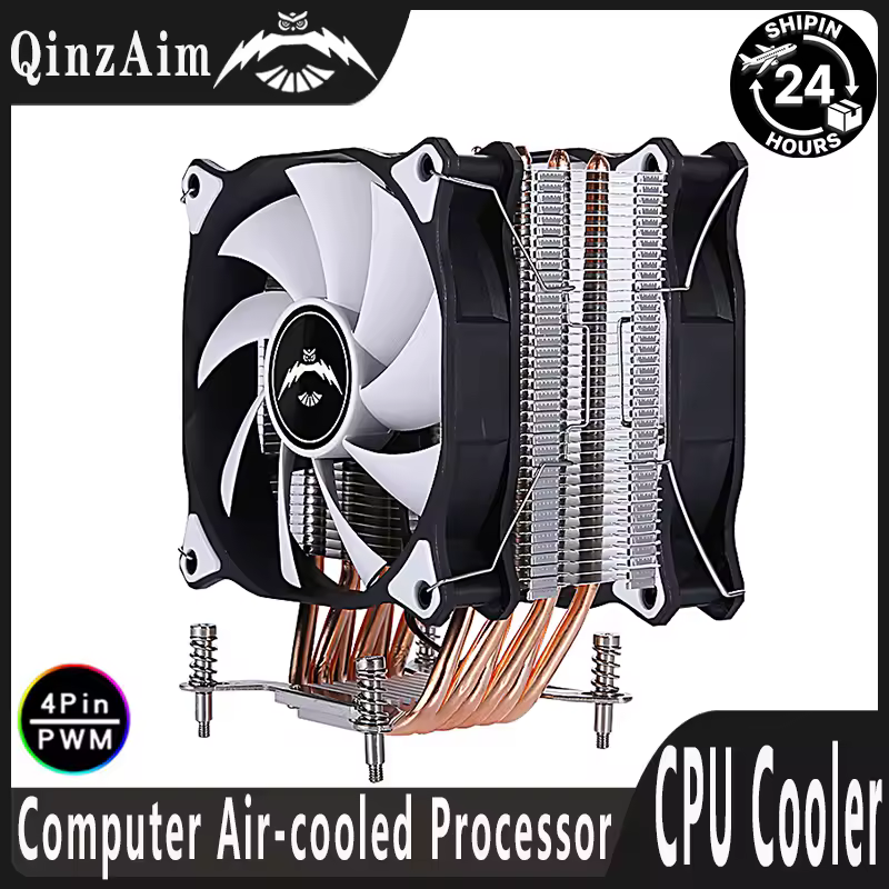 Enfriador de CPU QiuzAim refrigerado por aire para procesadores X79 X99, 4/6 tubos de calor, ventilador de 120 mm, 4 pines/PWM, compatible con LGA2011 2066 1200 1700 1851 115X i5 i7