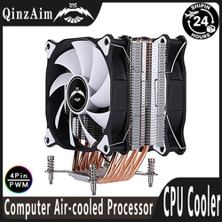 QiuzAim Air-cooled X79 X99 Processor Cpu Cooler 4/6 Heat Pipe 120mm Fan 4pin/PWM install LGA2011 2066 1200 1700 1851 115X i5 i7