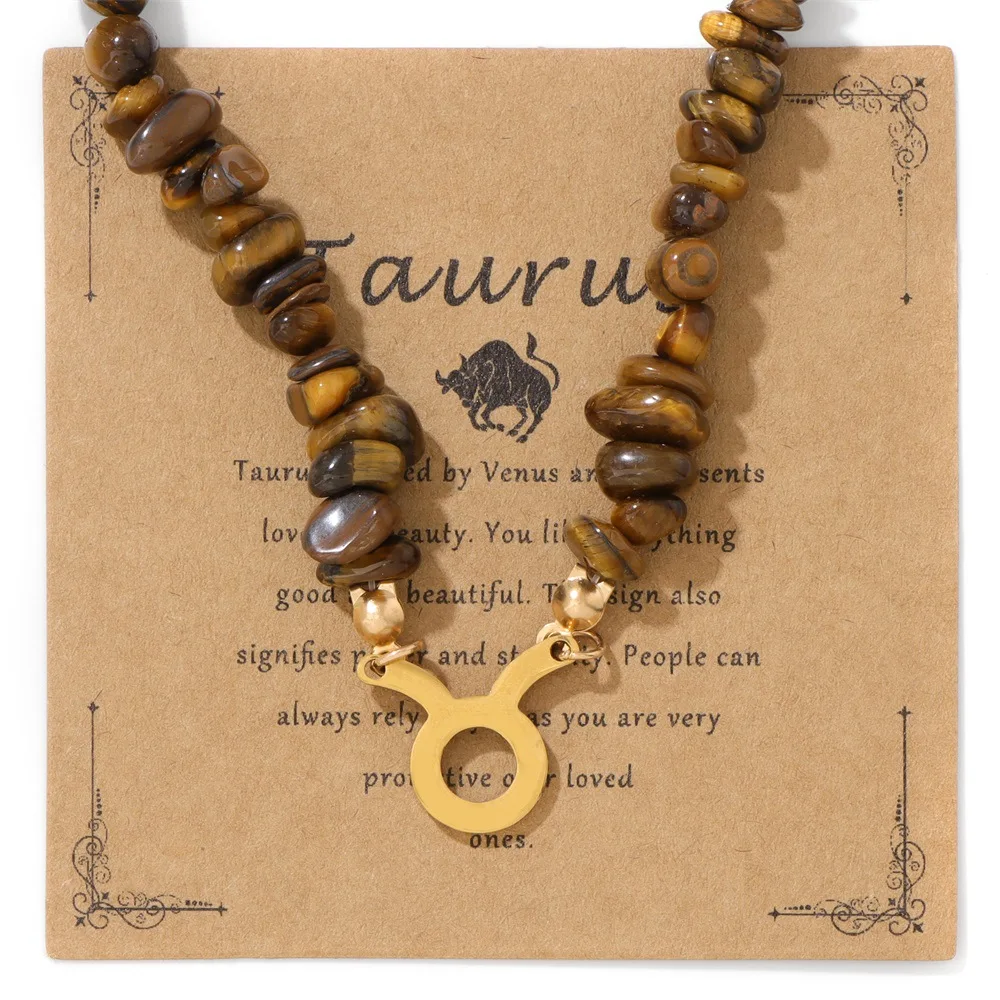 

New Hot-selling 5 * 8mm Natural Stone Women's Necklace Irregular Beads 18K Gold Constellation Pendant Women's Jewelry Gift