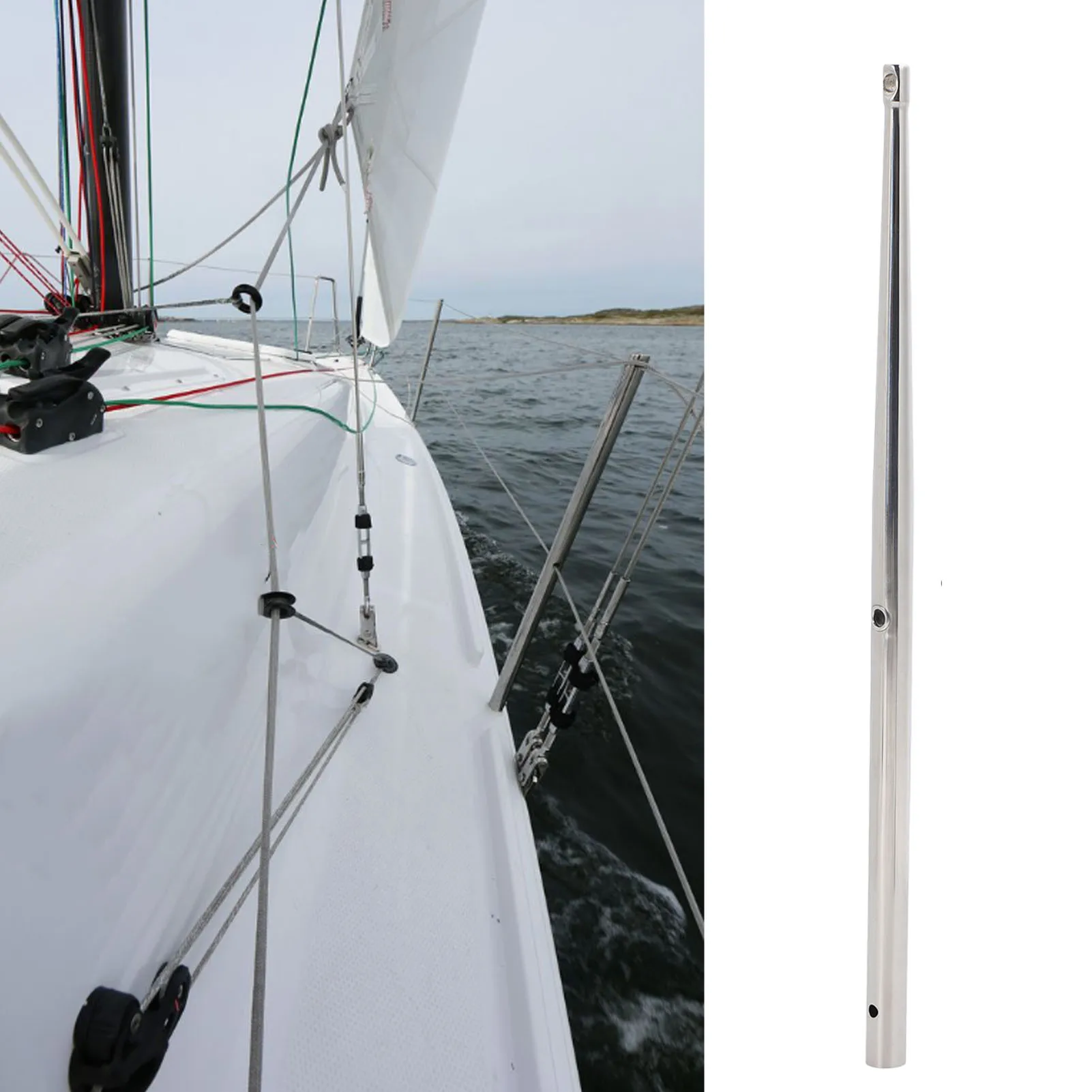 Boat Lifeline Stanchion Heavy Duty Construction Boat Stanchion Pole 610mm Improved Security Long Lasting Use for Sailboat