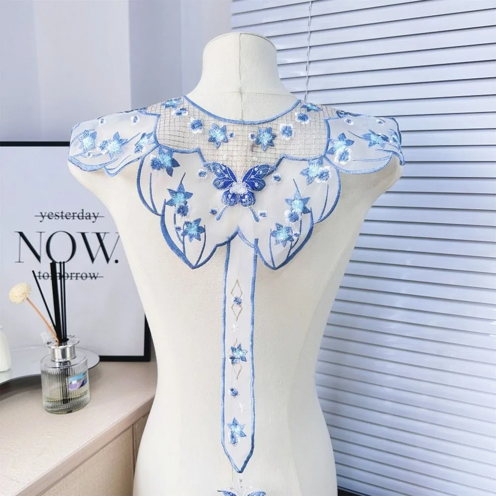 Embroidery Butterfly Hanfu Shawl Pearl Traditional False Floral Yunjian Round Neck Chinese Kids Shirt False Collar