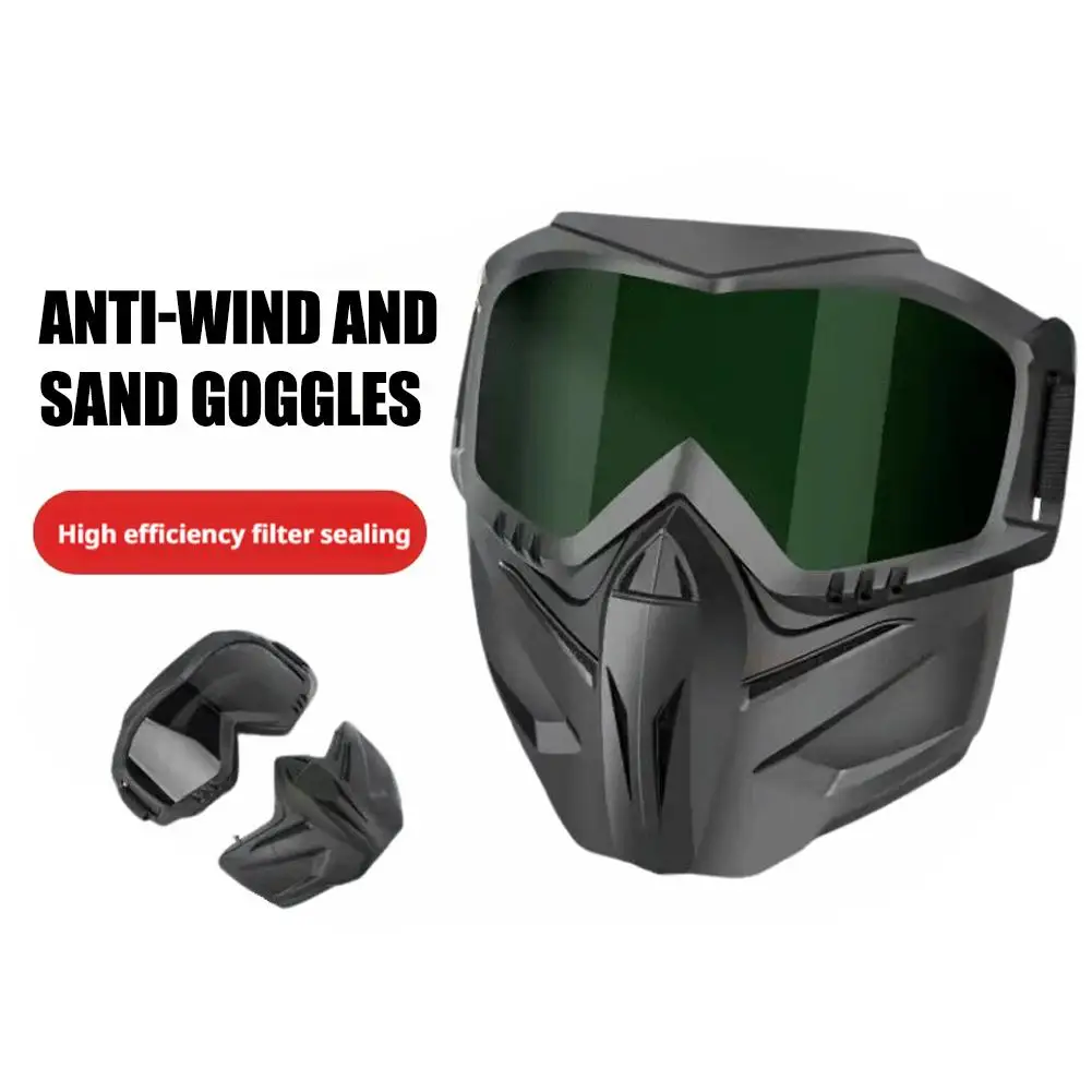 Anti Fog Full Face Protective Mask, Windproof Sandproof Riding Face Shield for Harley Motorbike Tactical Full Face Mask Goggles