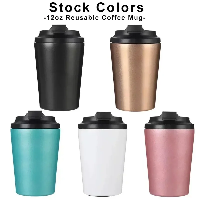 New Creative 12oz Coffee Cup 304 Stainless Steel Large Capacity Double Layer Insulated Cup Outdoor Portable Gift Cup