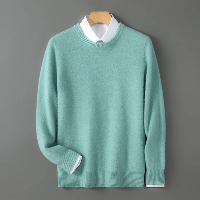 

100% Wool Men's Sweater O-Neck Pullovers Knit Large Size Cashmere Sweater Winter New Long Sleeve High-End Jumpers Tops 2025 New