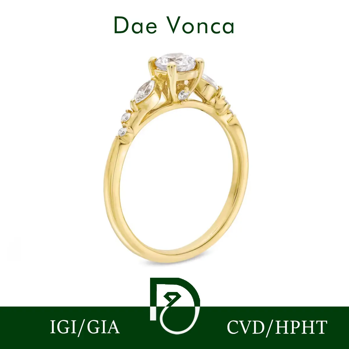 

Кольцо с бриллиантом из желтого золота 9K/14K/18K, выращенное в лаборатории, блестящее кольцо с бриллиантом круглой огранки маркизы, обручальное кольцо с боковым камнем для женщин