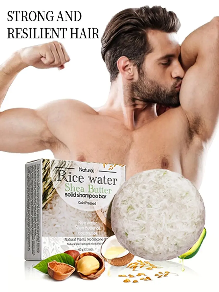 XF 60G Sampo Beras Batangan 100% Sabun Padat Organik Alami untuk Perawatan Rambut Anti-rambut Rontok dan Memperbaiki Rambut Rusak