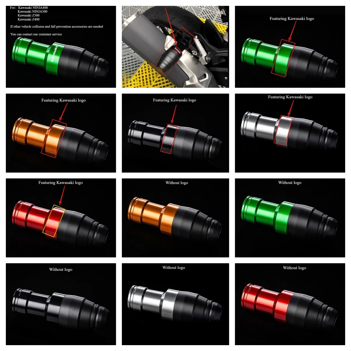 

Motorcycle exhaust pipe protection bar exhaust pipe anti drop rod anti-collision accessories suitable for Kawasaki NINJA400 500