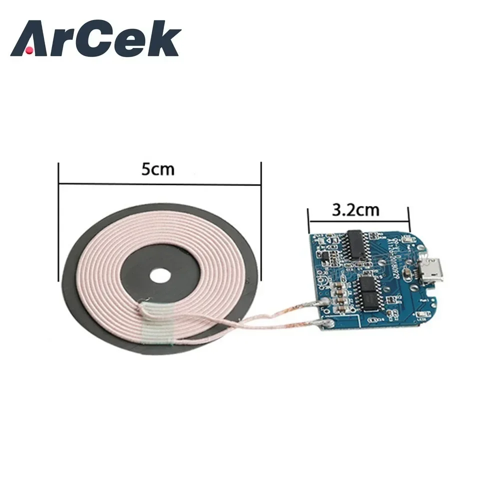 Modulo caricabatterie ricevitore Standard di ricarica Wireless Qi per scheda caricabatterie Micro USB per telefono cellulare DC 5V 2A 10W