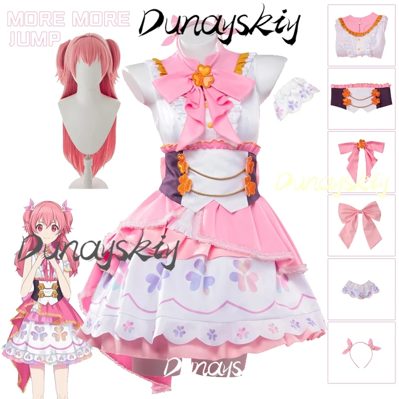 أنيمي لعبة Pjsk المزيد من القفز تأثيري موموي ايري تأثيري حلي شعر مستعار ملابس حفلات الهالوين للنساء فتاة الزي المخصص