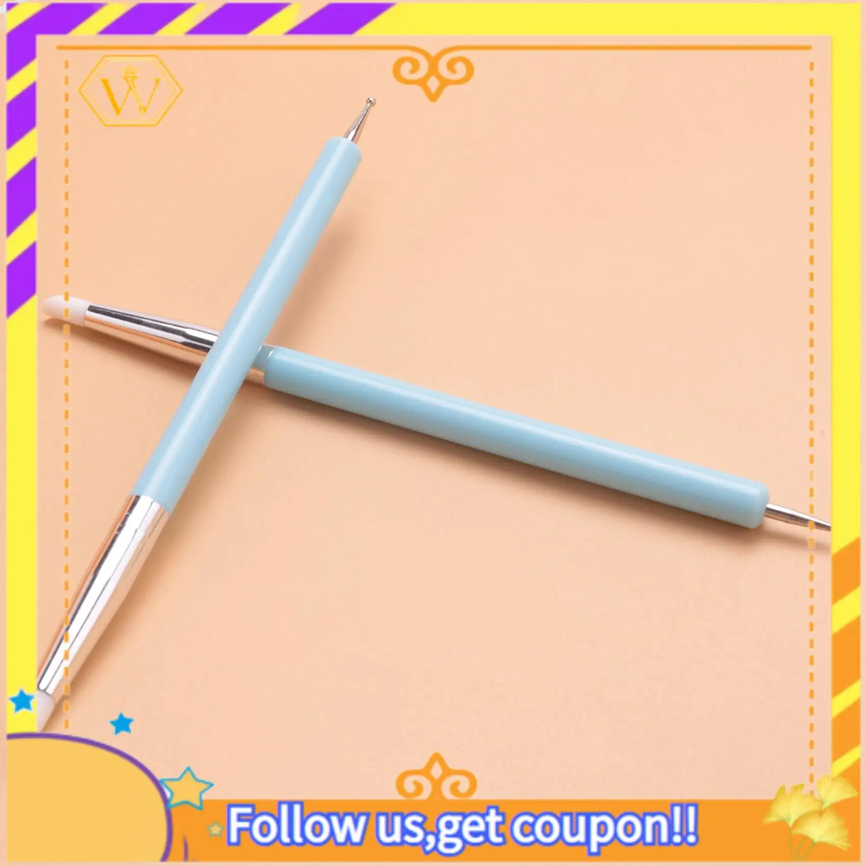 A01K-10 X 2 Way Ball Styluses Dotting Tool Silicone Color Shaper Brushes Pen For Polymer Clay Pottery Modeling Nail Art