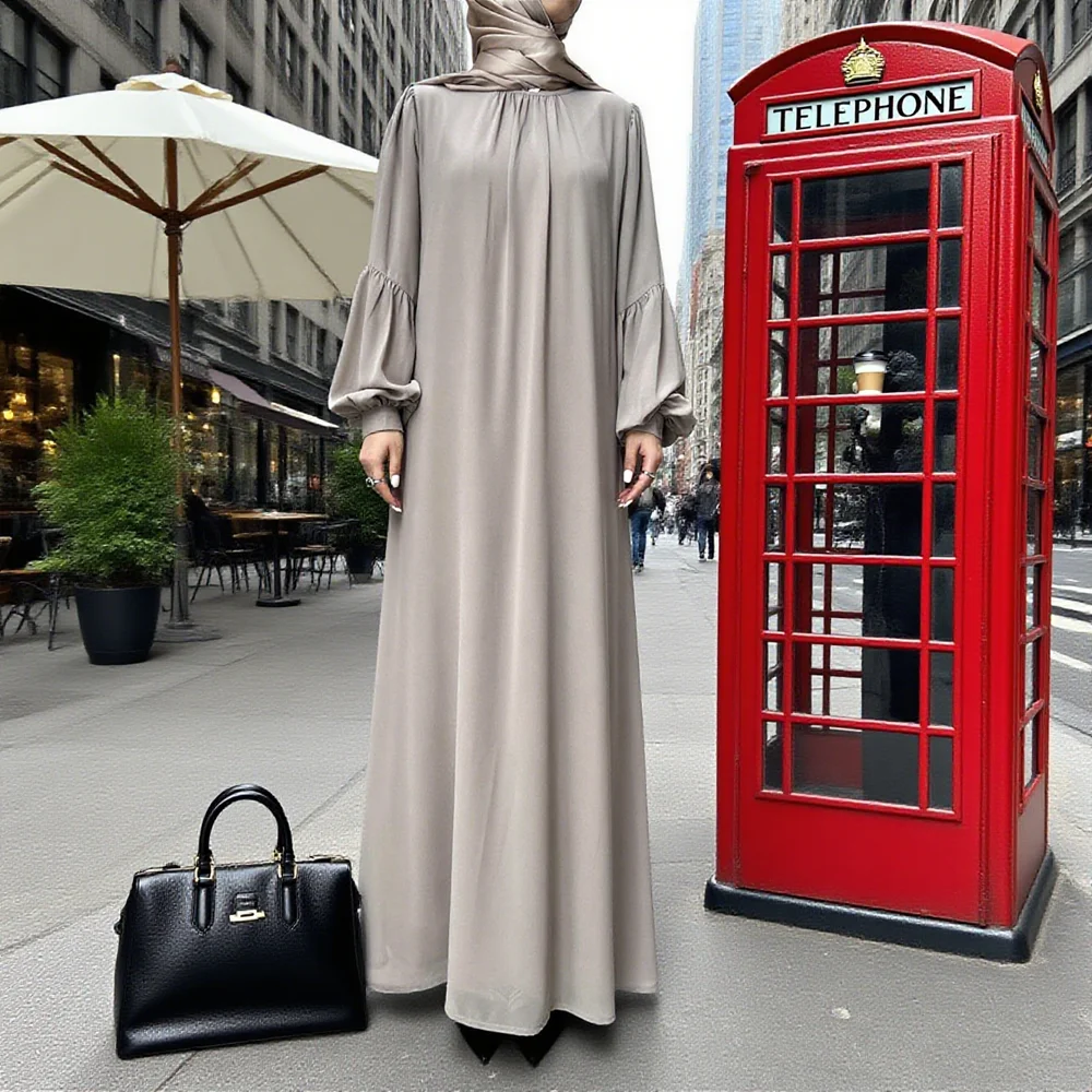 Effen bescheiden Abaya moslimvrouw Dubai-jurken Casual kleding met lange mouwen Islam Dubai Gebedskleed Islamitische casual maxi-jurken