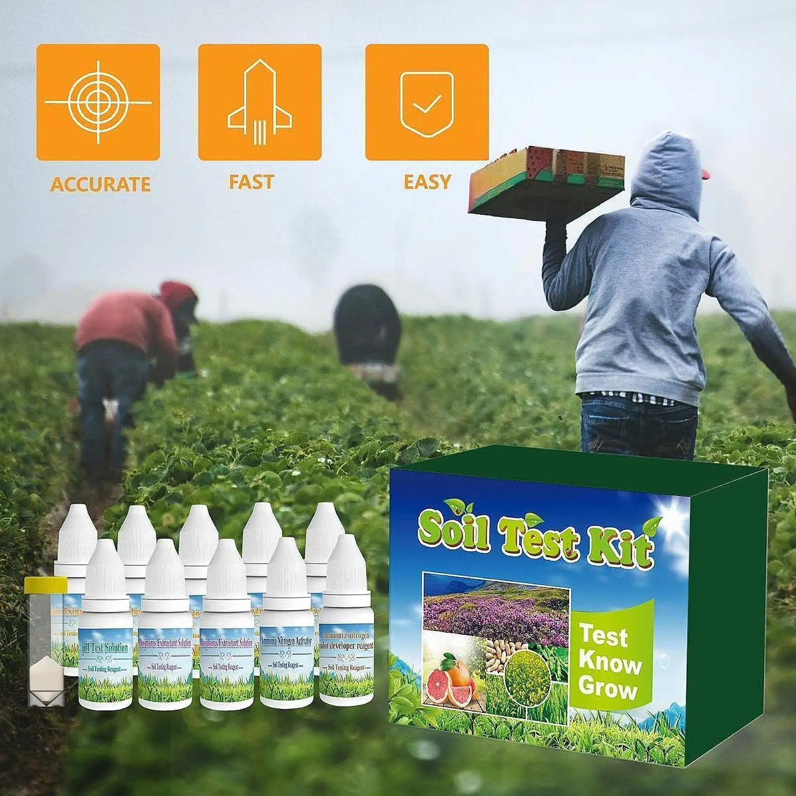 

Soil Test Kit Professional Sensitive Measurement Easy to Use 4 in 1 Soil Tester for Farm Lawn Outdoor Indoor Plants Garden Yard