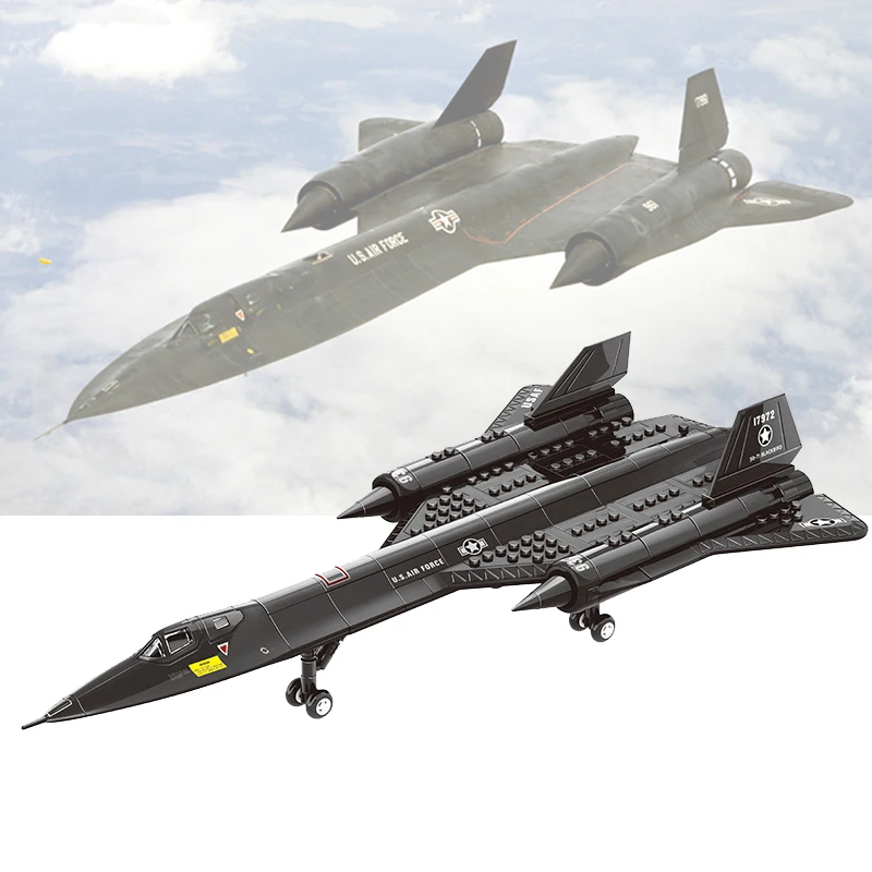 New WWII SR-71 Blackbird Spy Plane Fighter Military Aircraft Soldier Building Blocks Sets Airplane Model Dolls Brick Toys Kids