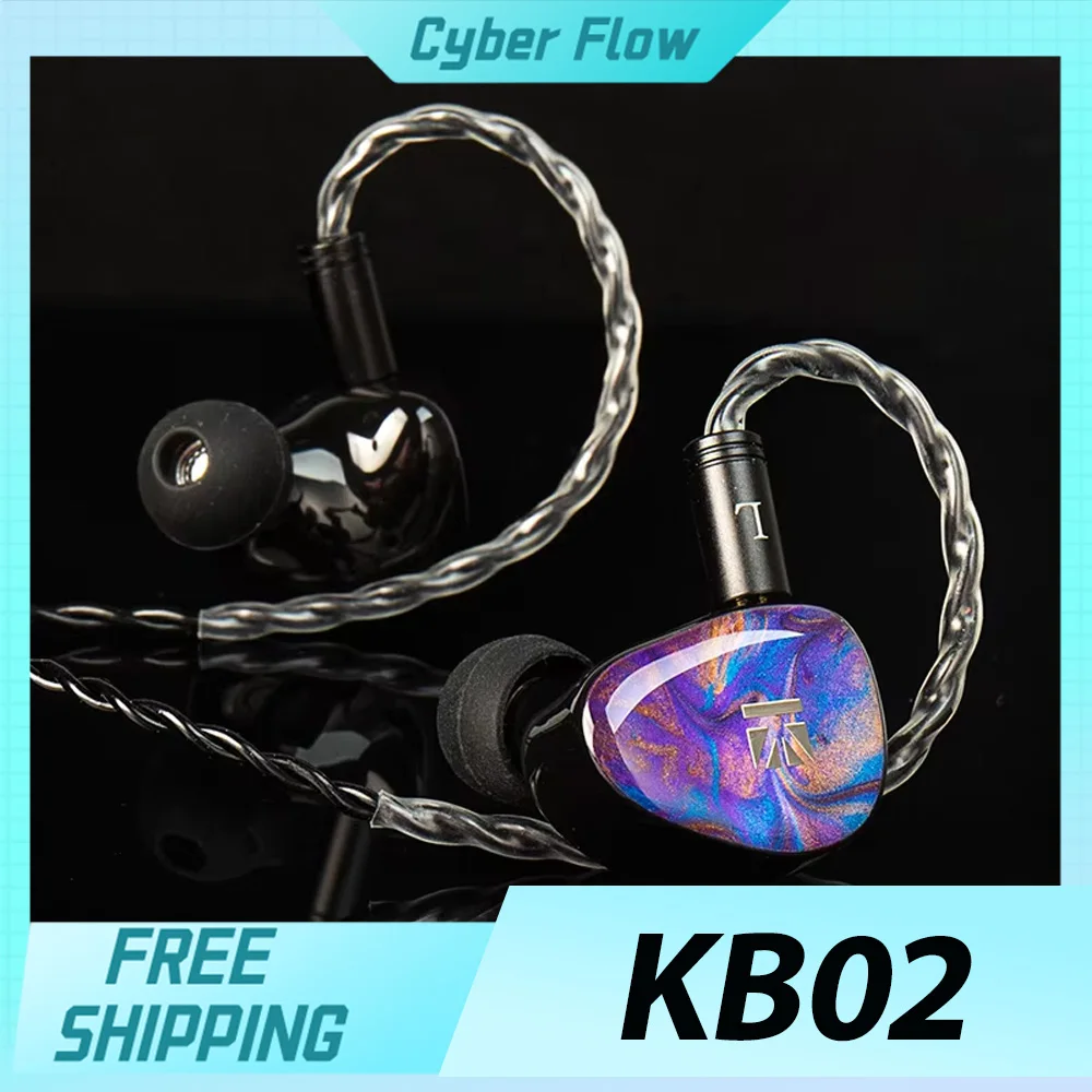 KBEAR KB02 골전도 하이브리드 드라이브 Hifi 헤드폰 베릴륨 코팅 다이어프램 코일 케이블 이어 버드 사무실 맞춤형 PC 선물