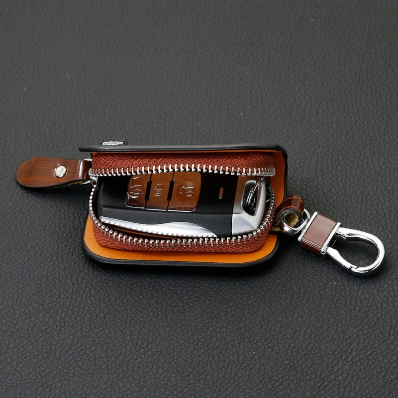 Uniwersalny skórzany VIP Smart Flip Remote Car Key Fob Shell Case Cover Holder Chain Bag Keychain Wallet Pouch Organizer Motorcycle — zdjęcie 7