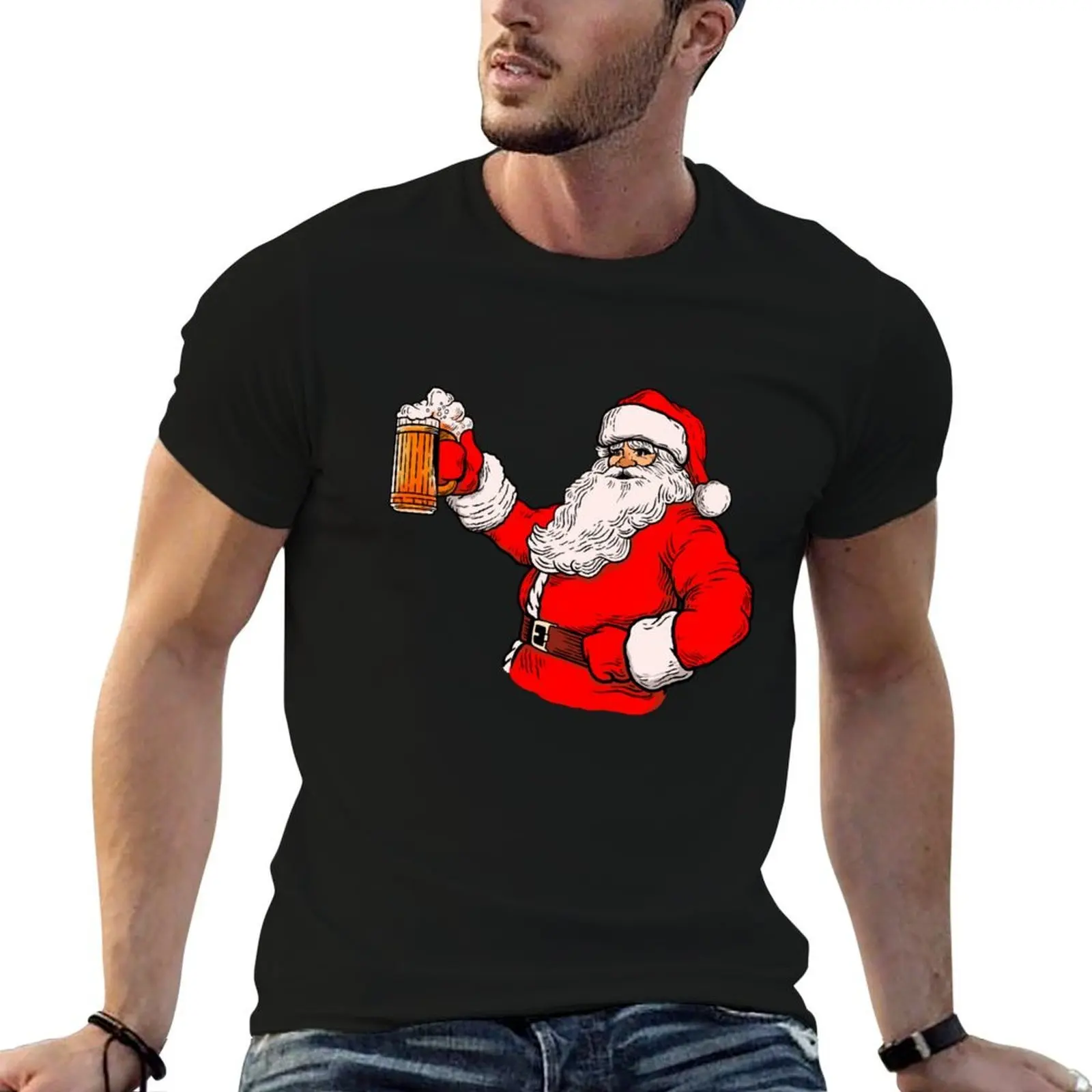 

drink shirt shirts beer t t essential man t Santa cotton cotton T-Shirt Claus shirts 100% man