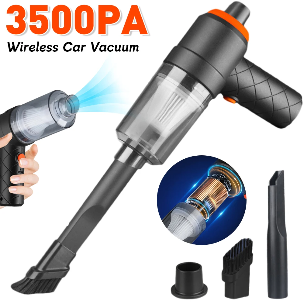 Wireless Car Vacuum Dust Buster Vacuum Cleaner 3500pa Suction Home Car Cleaner Auto Vehicles Cleaning Robot Cordless Dust Blower