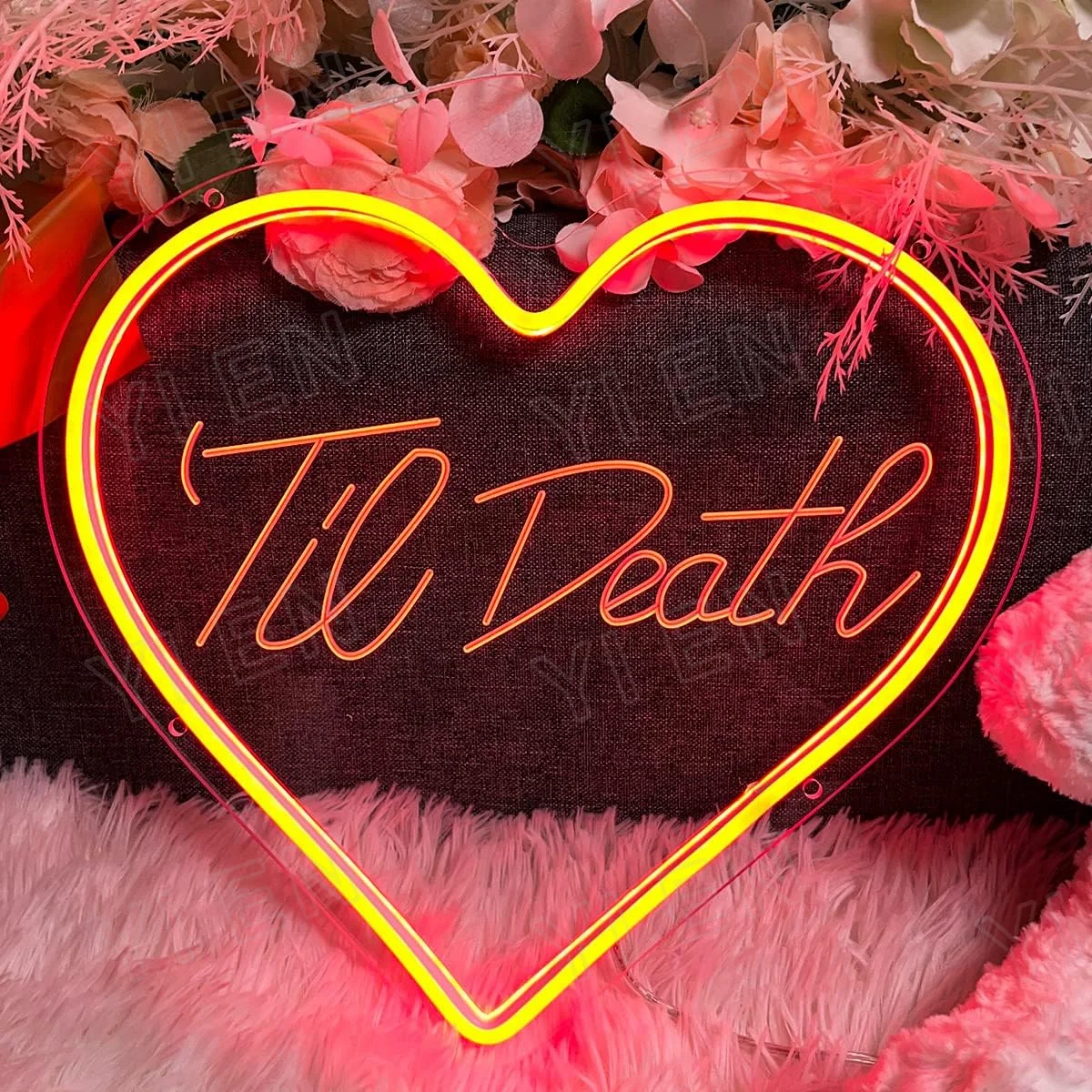 Til Death Neon Sign,Wedding Neon Sign,Wedding Decor,3D Engrave Acrylic Led Sign,Home Decoration,Room Wall Art,Personalized gift