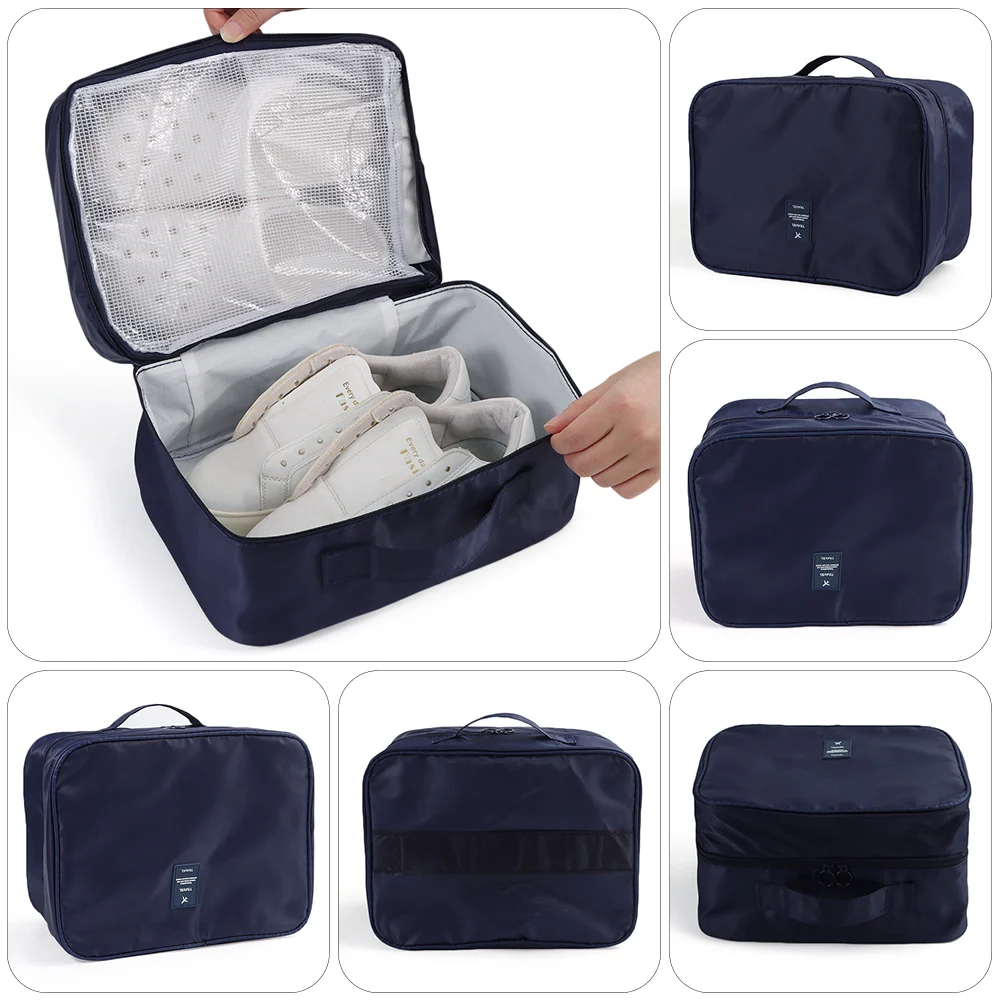 Upgraded Multi-layer Travel Shoe Bag Waterproof Zipper Sneakers Storage Bag Sturdy Portable Storage Box Store 4 Pairs of Shoes