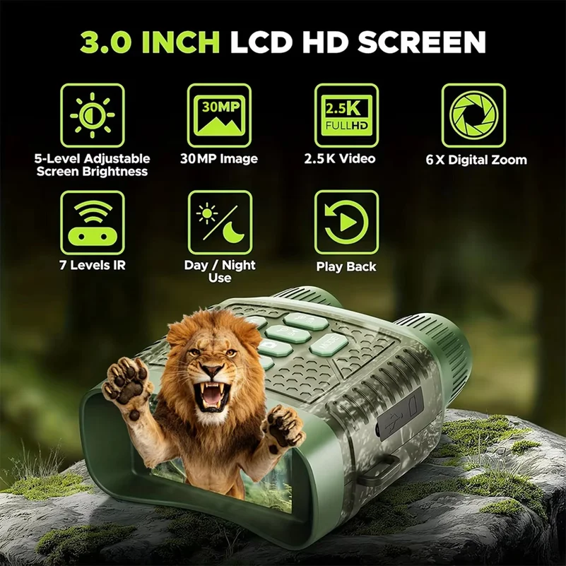 2.5K Digital Night Vision Monocular Camera 6X Digital Zoom Infrared Night Vision Goggles 800M Long Range View Rechargeable