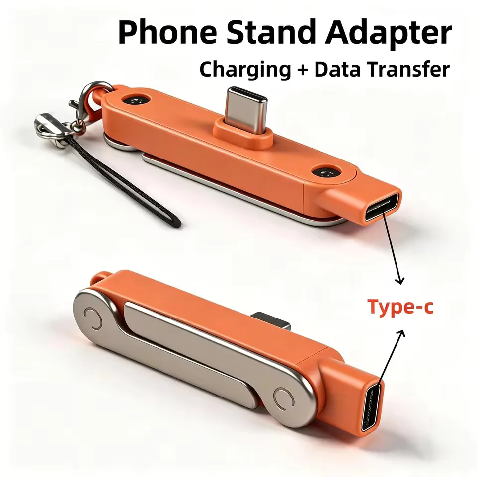 Image of USB-C Telefon-Ladehalterung Adapter 240W Schnellladung OTG Faltbarer Desktop-Ständer Typ C zu C Stecker-Buchse-Konverter Halter