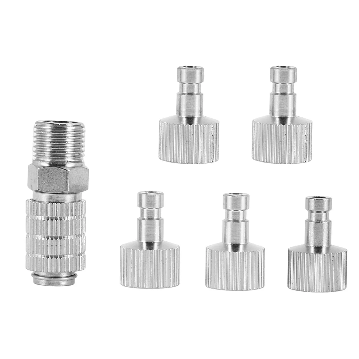 Airbrush Quick Disconnect Coupler Release Fitting Adapter with 5 Male Fitting, 1/8 INCH M-F