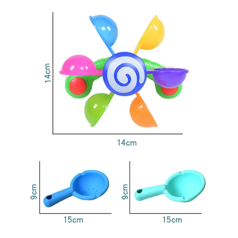 Windmill Baby Bath Toy Washing Hair Cup Toddler Bathtub Colorful Waterwheel Bathing Sucker Child Shower Sprinkler Toy Windmill